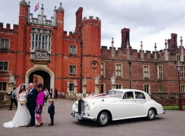 White 1960s Rolls Royce Cloud wedding car hire in Guildford
